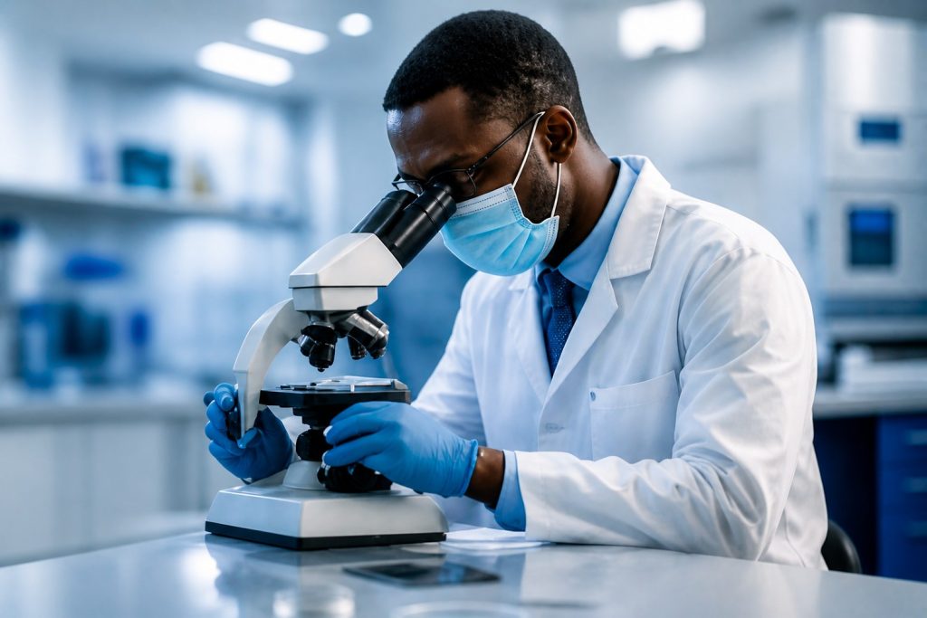 Laboratory technologist processing diagnostic samples