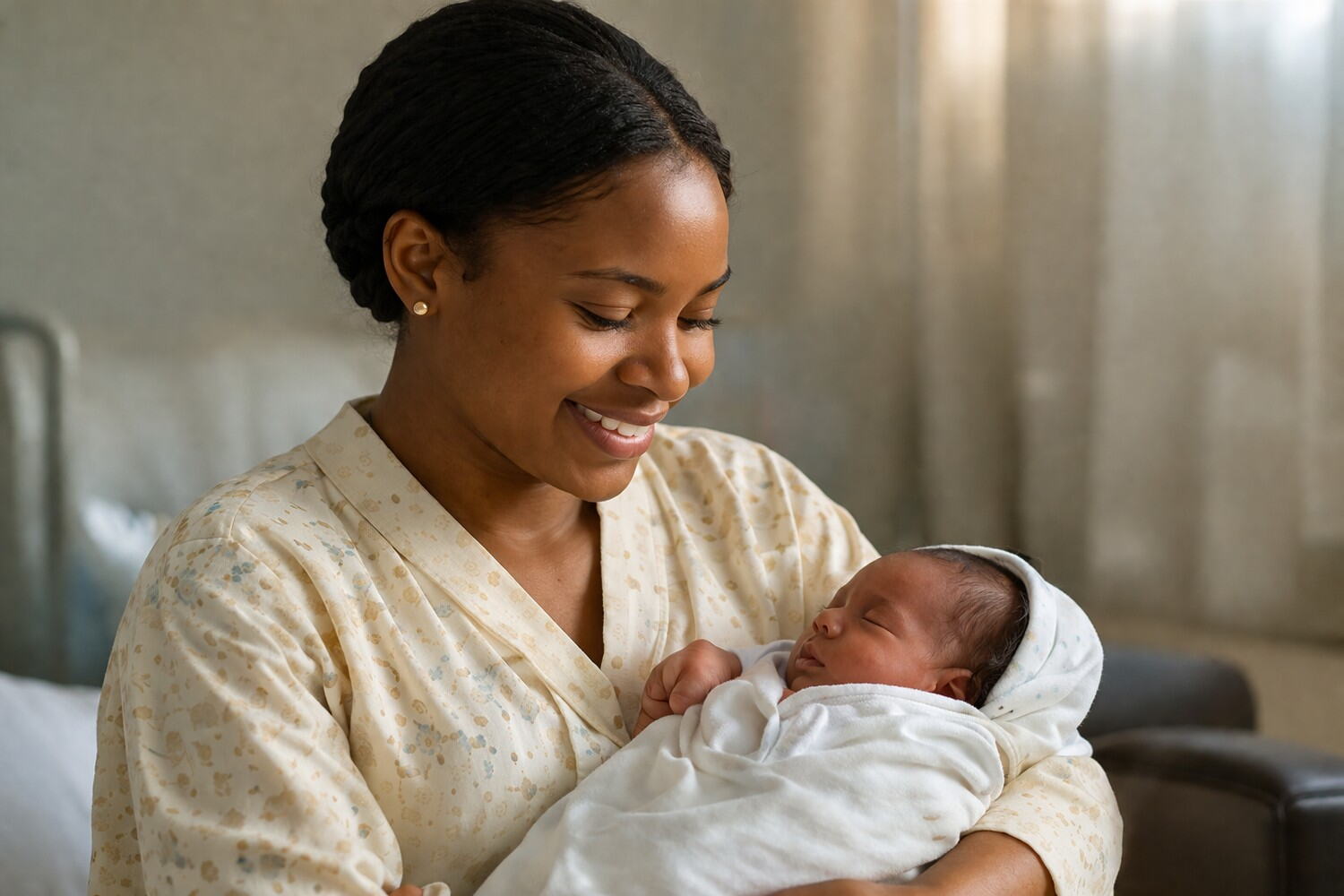 Mother and newborn after delivery at Nyambene Sub-County Hospital